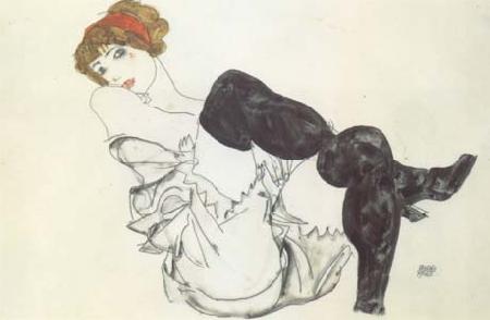 Egon Schiele Woman in Black Stockings (Valerie Neuzil) (mk12)